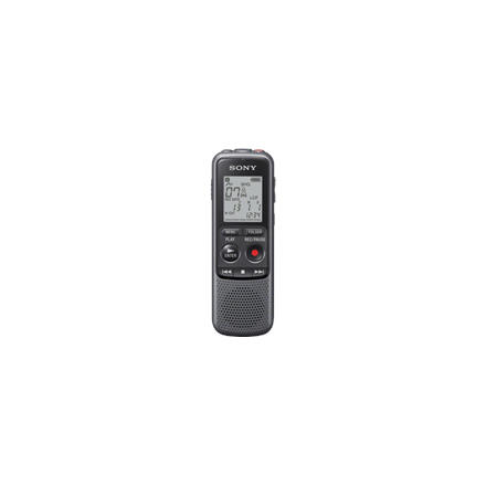 Pilt Sony | ICD-PX240 | Black, Grey | LCD Display | MP3 playback | MAX. RECORDING TIME MP3 8KBPS (MONAURAL)1043 Hrs 0 MinMAX. RECORDING TIME MP3 48KBPS (MONAURAL)173 Hrs 0 MinMAX. RECORDING TIME MP3 128KBPS65 Hrs 10 MinMAX. RECORDING TIME MP3 192KBPS43 Hrs 25 Min min