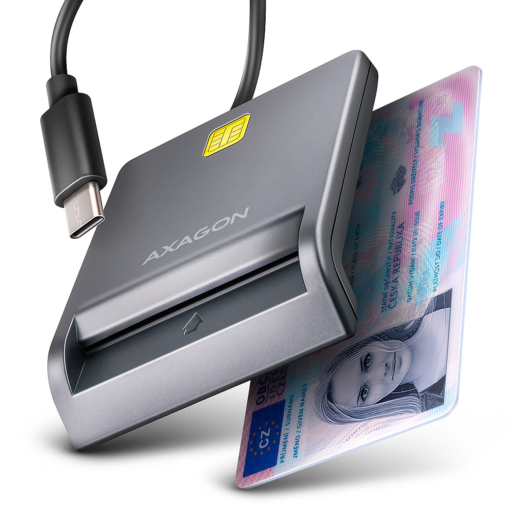 Pilt AXAGON USB-C Smart Card FlatReader | CRE-SM3TC