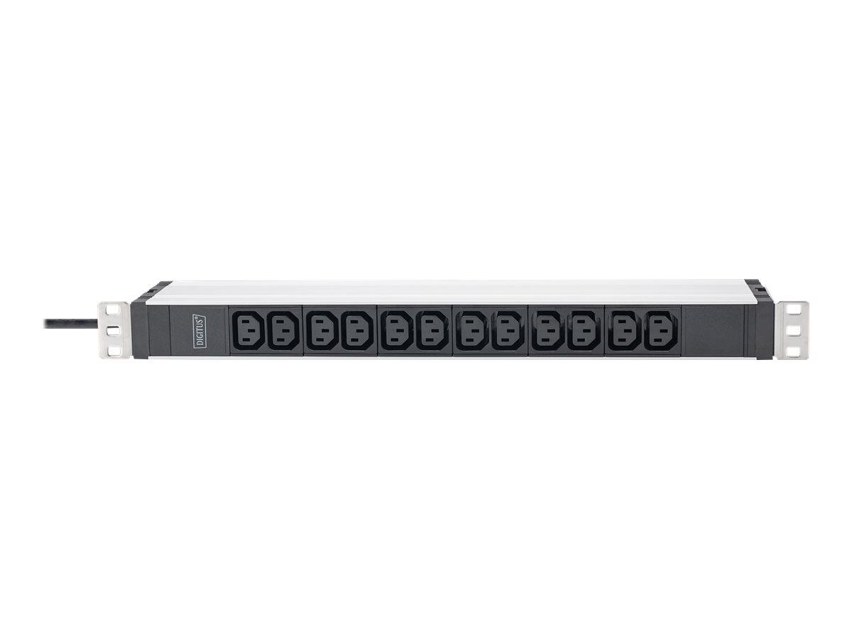 Pilt DIGITUS Socket strip with aluminum profile, 12-way, 2 m cable safety plug