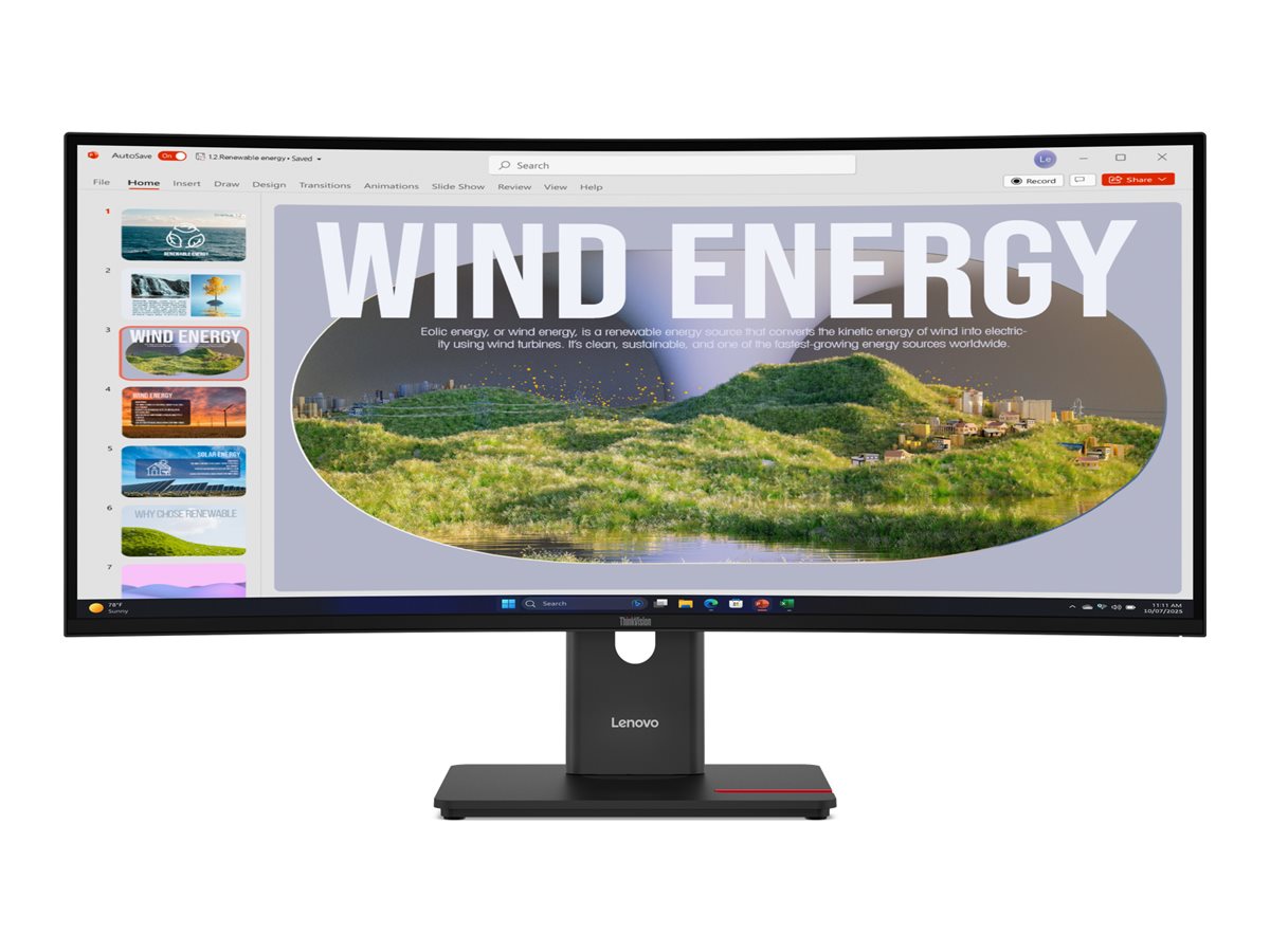 Pilt Lenovo ThinkVision | T34WD-40 | 34 " | VA | 21:9 | 120 Hz | 4 ms | 3440 x 1440 pixels | 300 cd/m² | HDMI ports quantity 1 | Eclipse black | Warranty 36 month(s)