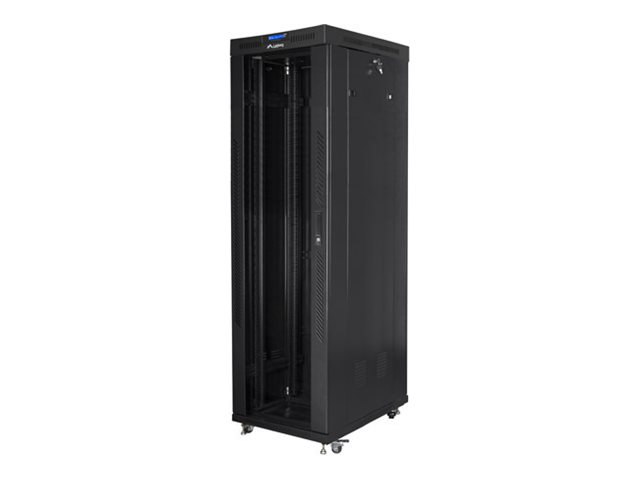 Pilt Lanberg Rack cabinet 19" free-standing 42U/600x1000 (flat pack) with glass door lCD V2, black | Lanberg