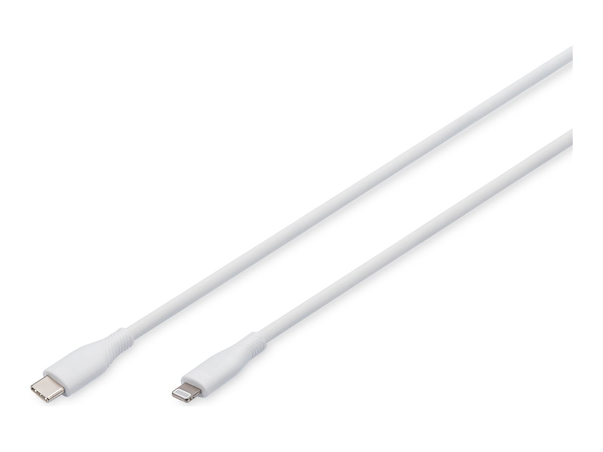Pilt Digitus Lightning silicone connection cable, USB-C - Lightning, 1m | AK-600110-010-W