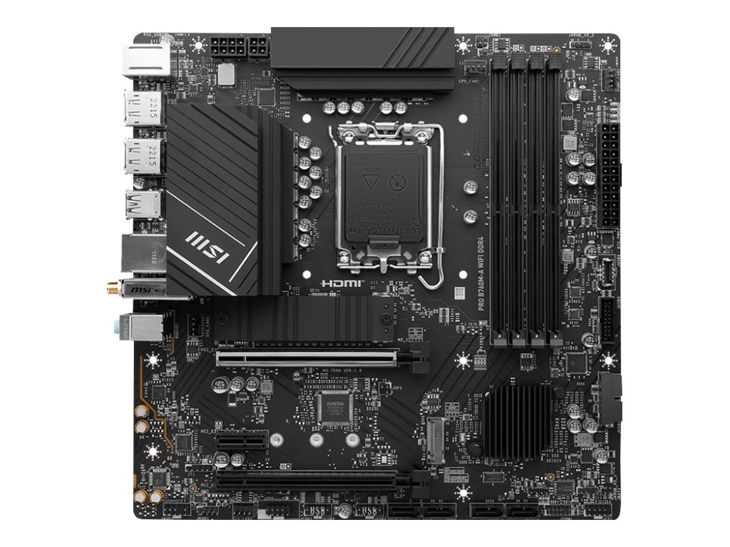 Pilt MSI | PRO B760M-A WIFI DDR4 | Processor family Intel | Processor socket LGA1700 | DDR4 | Supported hard disk drive interfaces SATA, M.2 | Number of SATA connectors 4