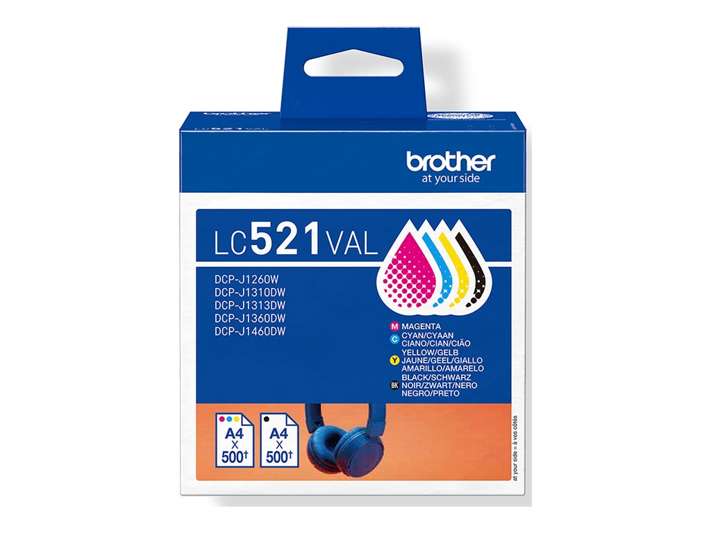 Pilt Brother LC521VAL Inkjet Cartridge Value Pack C/M/Y/K | Brother