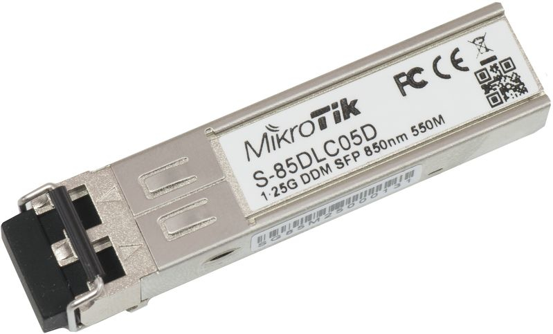 Pilt MikroTik | S-85DLC05D | SFP | Multi-Mode Fiber | Dual LC | 10/100/1000 Mbit/s | Wavelength 850 nm | Maximum transfer distance 550 m | -40 to 70C