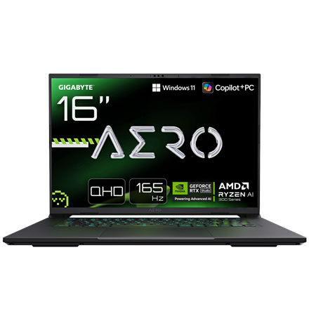 Pilt Gigabyte AERO X16 1VH-93EEC64AH | 16 " | IPS | AMD Ryzen Al 7 | 350 | 32 GB | DDR5 | Solid-state drive capacity 1000 GB | NVIDIA GeForce RTX 5060 | GDDR7 | 8 GB | Windows 11 Home | 802.11ax | Bluetooth version 5.2 | Keyboard language US international | Keyboard backlit | Warranty 24 month(s)