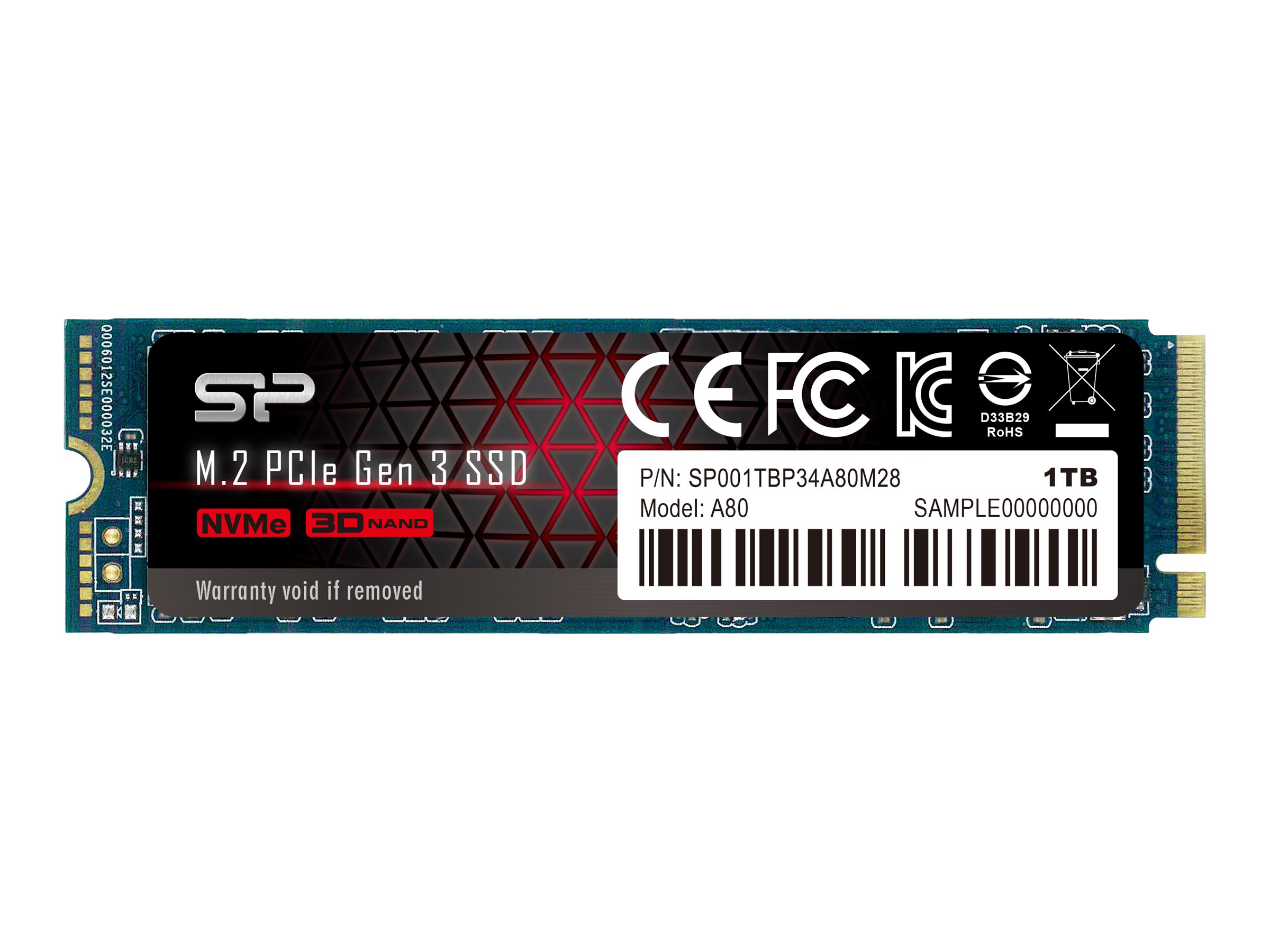 Pilt Silicon Power SSD P34A80 1TB, M.2 PCIe Gen3 x4 NVMe, 3200/3000 MB/s | Silicon Power