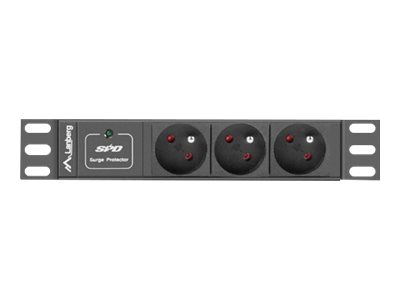Pilt Lanberg Power Distribution Unit (PDU) 10" 1U 16A 2m 3x French Outlets | PDU-03E-0200-BK