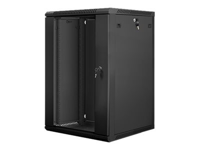 Pilt Lanberg | Rack cabinet 19" wall-mount 18U/600x600 (flat pack) with glass door | WF01-6618-10B | Black