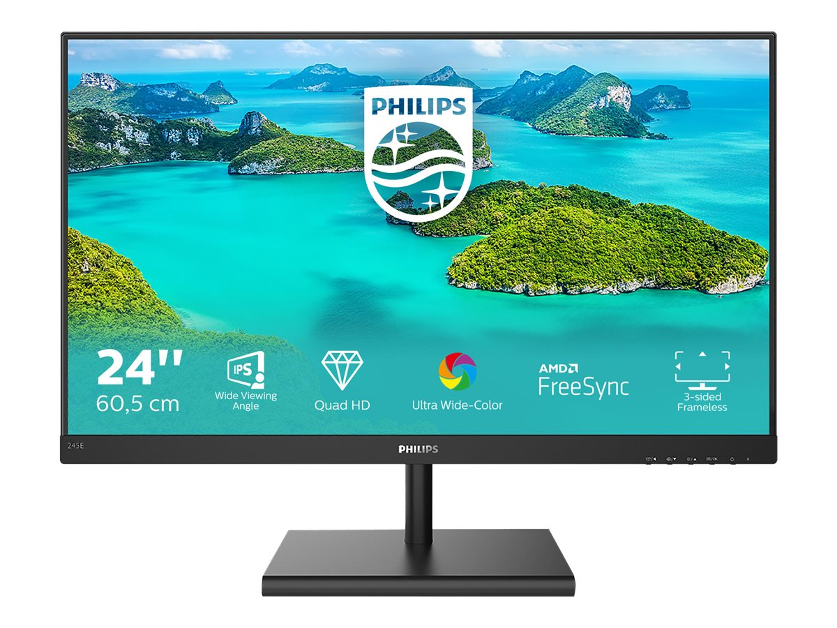 Pilt Philips | LCD monitor | 245E1S | 23.8 " | IPS | QHD | 16:9 | 75 Hz | 4 ms | 2560 x 1440 | 250 cd/m² | HDMI ports quantity 1 | Black