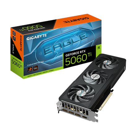 Pilt Gigabyte GeForce RTX 5060 Ti EAGLE MAX OC 16G | NVIDIA | 16 GB | GeForce RTX 5060 Ti | GDDR7 | HDMI ports quantity 1 | PCI-E 5.0