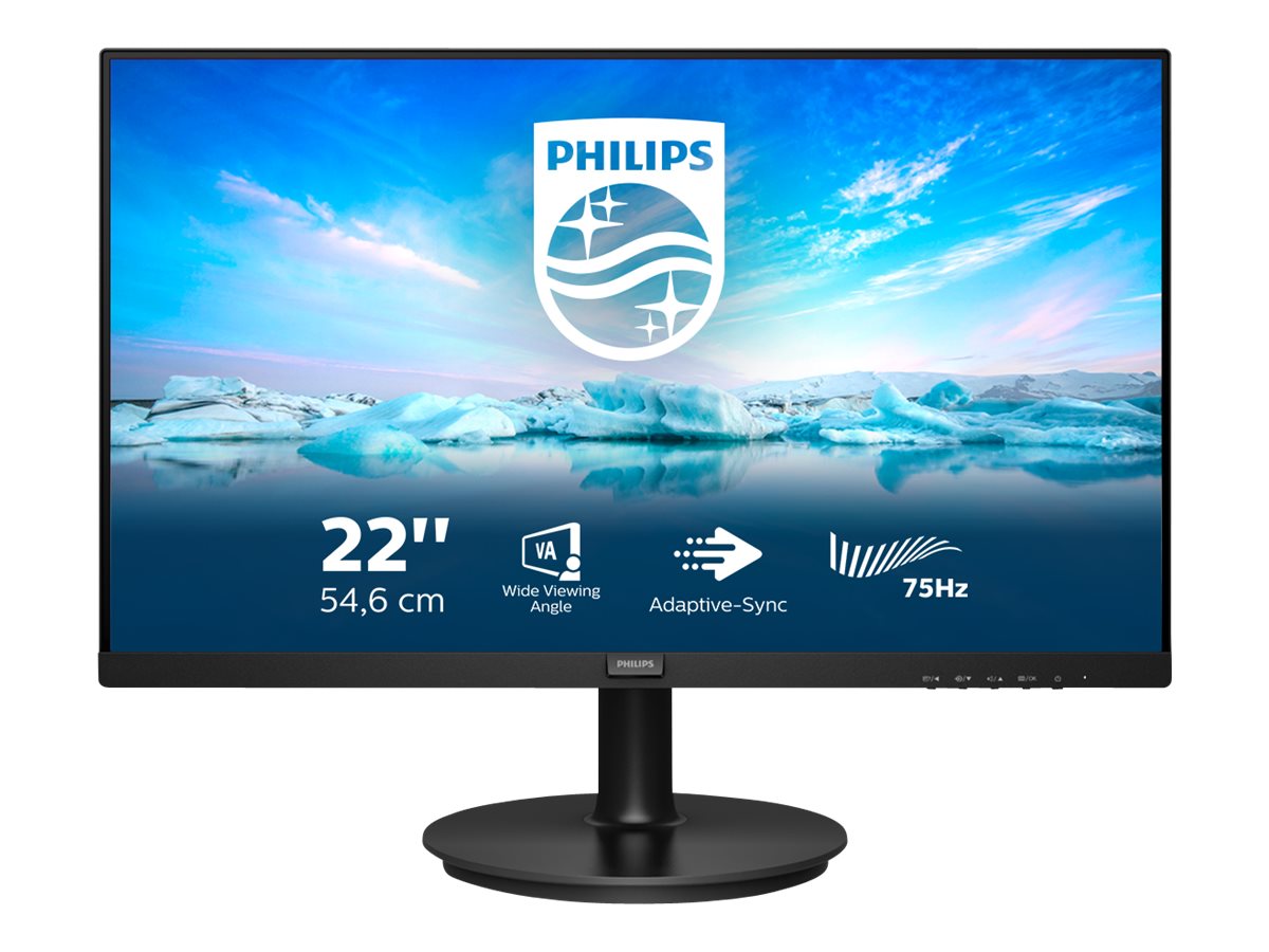 Pilt Philips | LCD monitor | 222V8LA/00 | 21.5 inch (54.6 cm) " | VA | FHD | 16:9 | 75 Hz | 4 ms | 1920 x 1080 pixels | 250 cd/m² | Headphone out | HDMI ports quantity 1 | Black