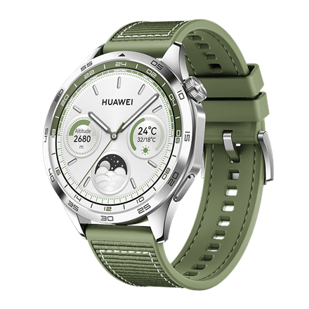 Pilt GT 4 | Smart watch | GPS (satellite) | AMOLED | 46mm | Waterproof | Green Woven
