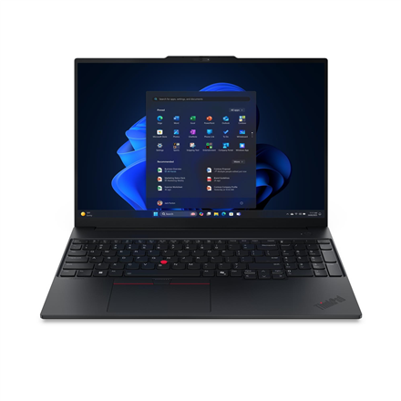Pilt Lenovo ThinkPad E16 G3 Intel | Black | 16 " | IPS | WUXGA | 1920 x 1200 pixels | Anti-glare | Intel Core Ultra 5 | 225U | 16 GB | SO-DIMM DDR5 | Solid-state drive capacity 512 GB | Intel Graphics | Windows 11 Pro | 802.11ax | Bluetooth version 5.3 | Keyboard language English | Keyboard backlit | Warranty 36 month(s) | Battery warranty 12 month(s)