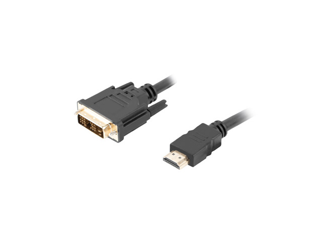 Pilt Lanberg HDMI to DVI-D Cable, Single Link with Gold-Plated Connectors | CA-HDDV-10CC-0018-BK | HDMI to DVI-D | 1.8 m