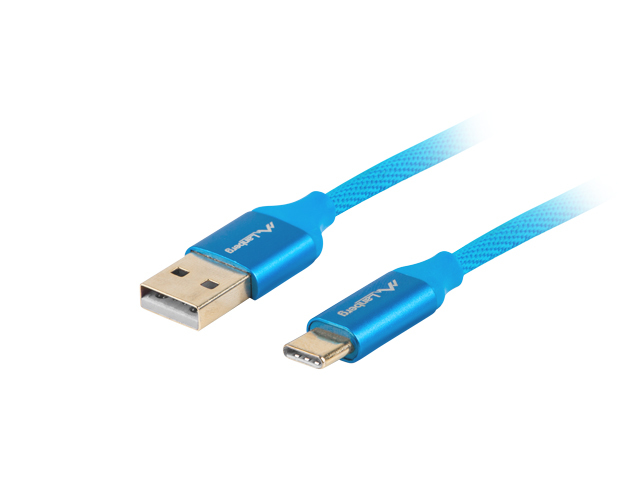 Pilt Lanberg USB Type-C to USB Type-A 2.0 Cable Blue QC 3.0 Premium, 1.8 m | CA-USBO-22CU-0018-BL | USB Type-C to USB Type-A