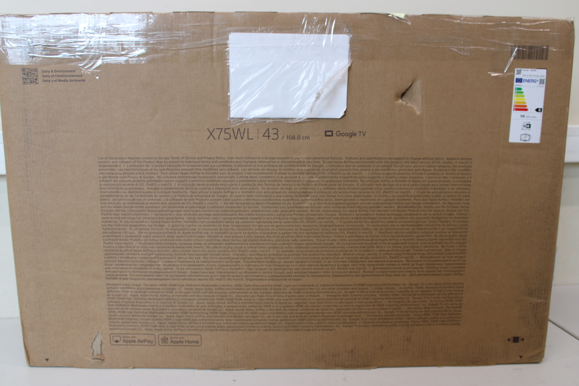 Pilt Sony | KD43X75WL | 43" (108cm) | Android | QFHD | Black | DAMAGED PACKAGING