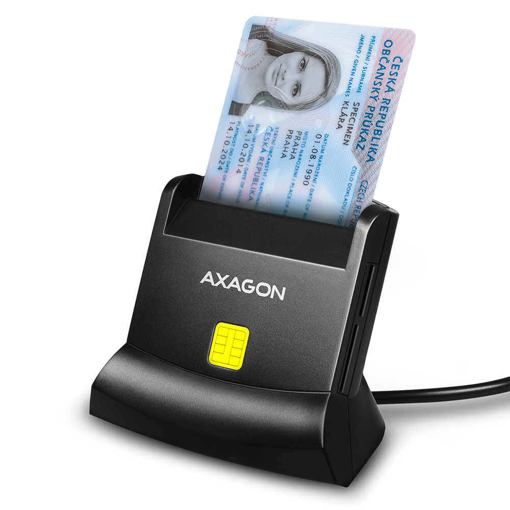 Pilt AXAGON Universal desktop USB contact Smart/ID and SD/microSD/SIM card reader | CRE-SM2
