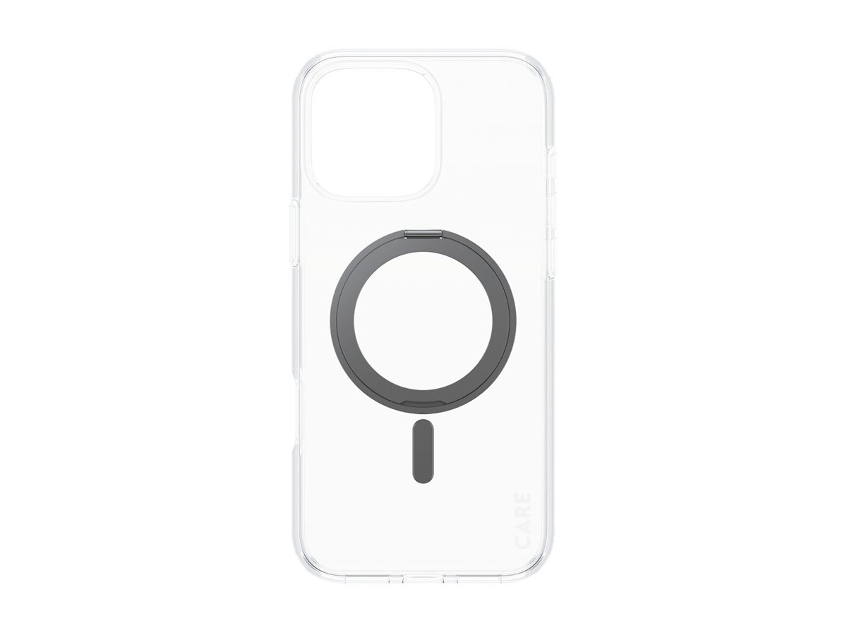 Pilt CARE by PanzerGlassFeature Case Transparent w. Black Kickstand & MagSafe iPhone 16 Pro Max | CARE
