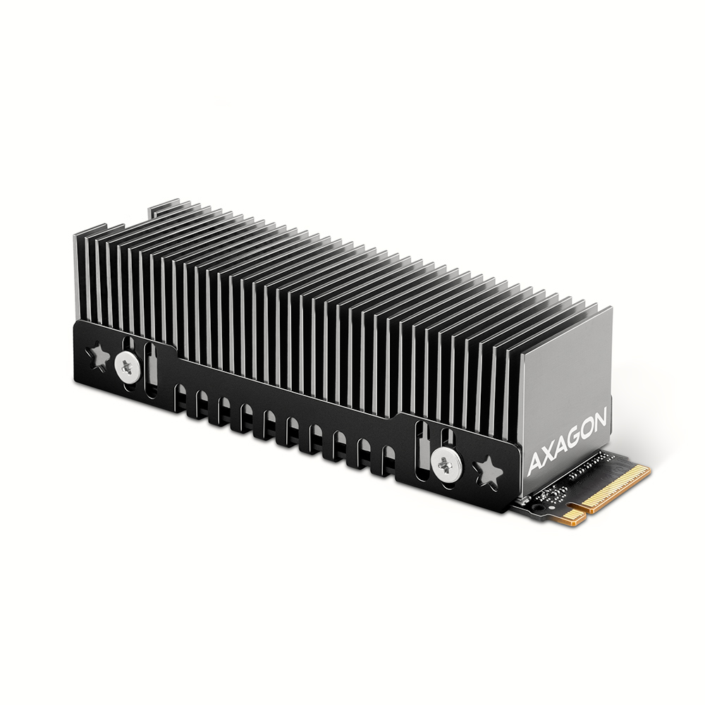 Pilt AXAGON Aluminum passive cooler for single and double-sided M.2 SSDs size 2280, height 24 mm | CLR-M2XT