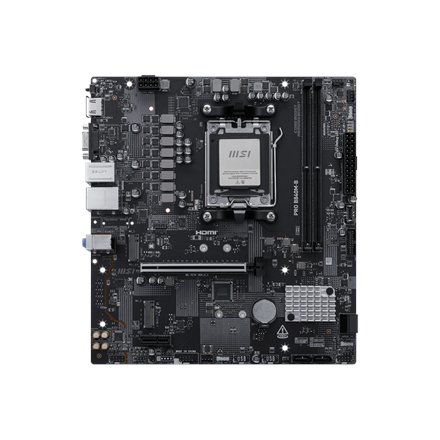 Pilt MSI PRO B840M-B | Processor family AMD | Processor socket AM5 | Supported hard disk drive interfaces SATA, M.2 | Number of SATA connectors 4
