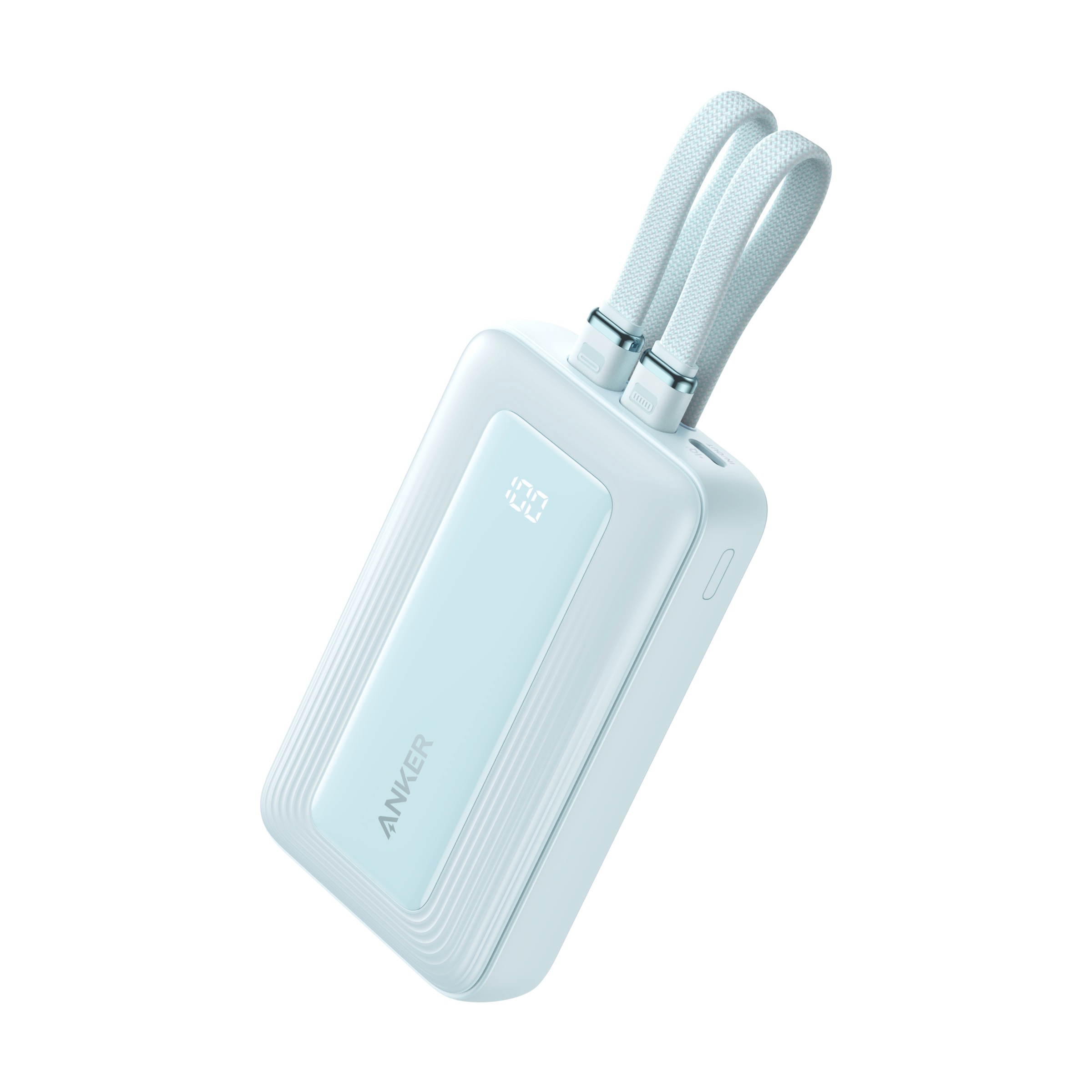 Pilt Anker Power Bank with Built-In USB-C and + Lighting Cable | A1680031 | 10000 mAh | 30W Output | Blue