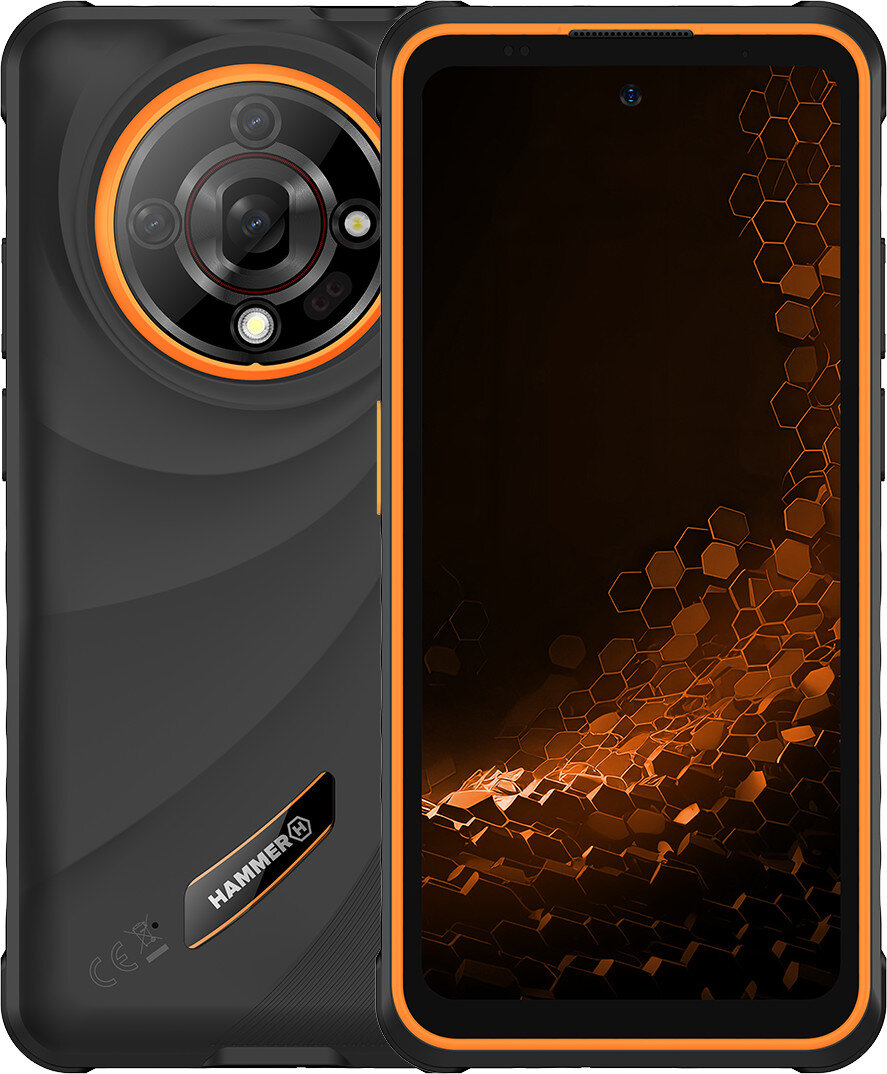 Pilt Hammer Iron 6 | Black | 6.56 " | IPS | 1612 x 720 pixels | Mediatek | Internal RAM 6 GB | 128 GB | Dual SIM | 4G | Main camera resolution 48 MP | Android | 14 | 6050 mAh