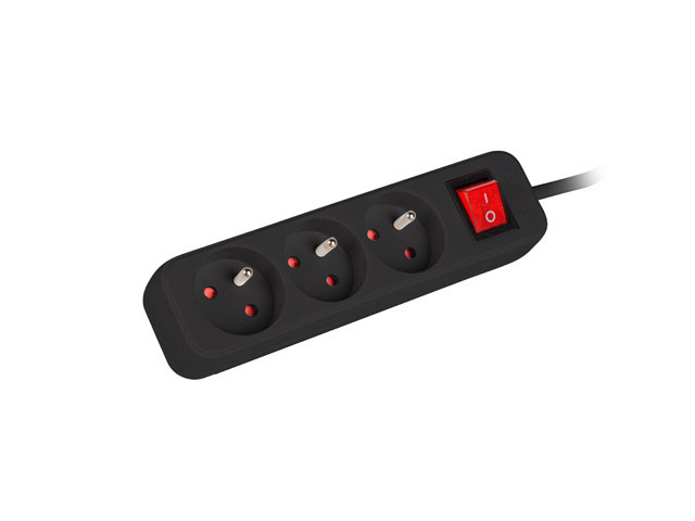 Pilt Lanberg Cable Power Strip, 3X French Outlets with Switch, Quality-Grade Copper, 1.5 m | PS1-03E-0150-BK