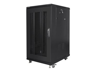 Pilt Lanberg | Rack cabinet 19" free-standing 22U/600x800 (flat pack) with mesh door | FF01-6822-23B | Black