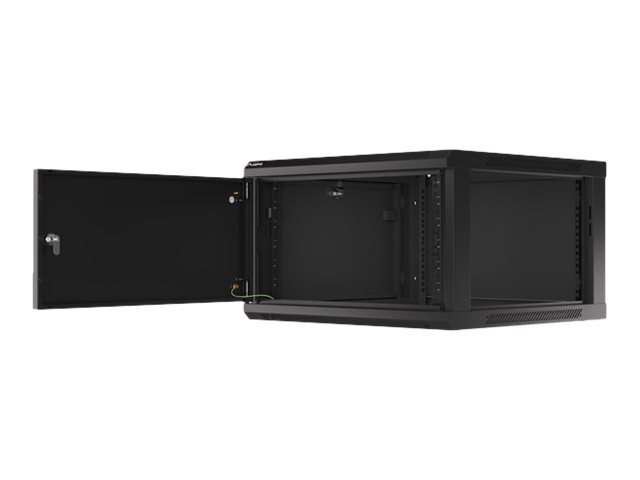 Pilt Lanberg | Rack cabinet 19" wall-mount 6U/600x600 for self-assembly with metal door (flat pack) | WF01-6606-00B | Black