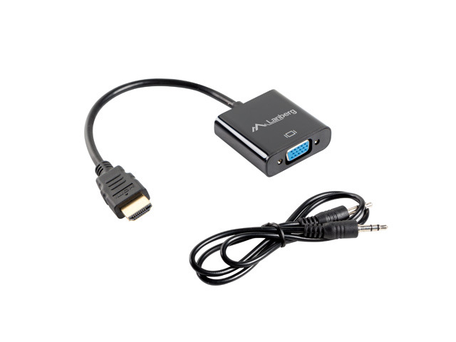 Pilt Lanberg HDMI, Mini Jack 3.5 mm, VGA Adapter | AD-0017-BK | 20 m