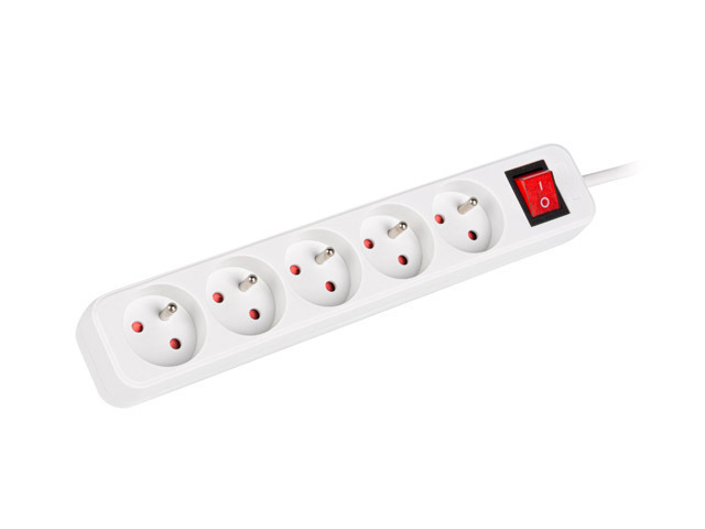 Pilt Lanberg Cable Power Strip, 5X French Outlets with Switch, Quality-Grade Copper, 3 m | PS1-05E-0300-W
