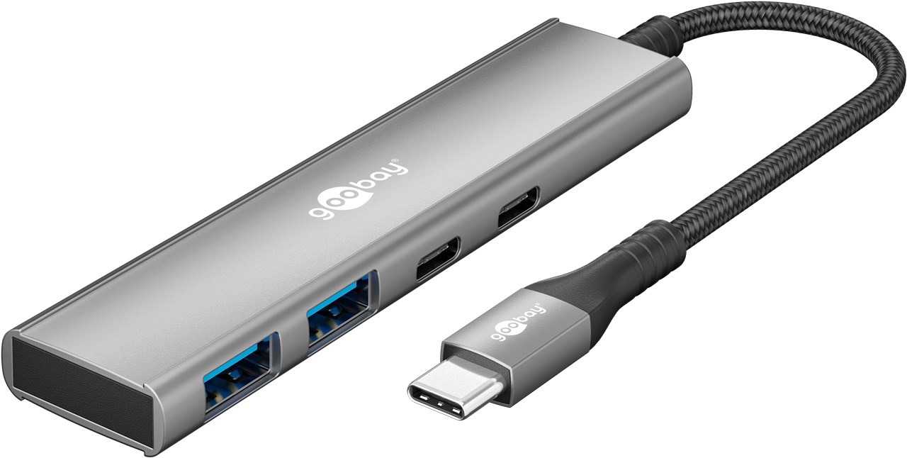 Pilt Goobay Slim 4-Port USB Hub, USB-C to USB-C/USB-A, 5 Gbit/s | 76563