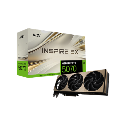 Pilt MSI GeForce RTX 5070 12G INSPIRE 3X OC | NVIDIA | 12 GB | GeForce RTX 5070 | GDDR7 | HDMI ports quantity 1 | PCI Express Gen 5