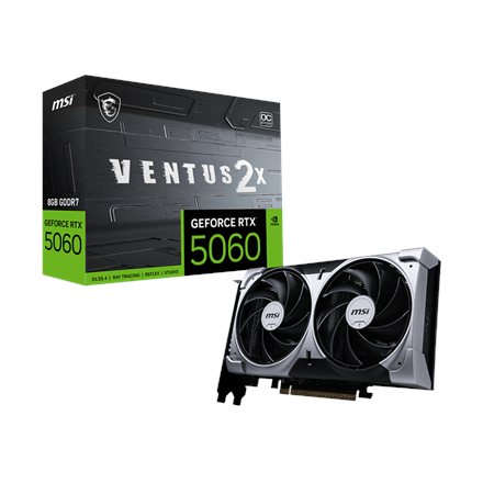 Pilt MSI GeForce RTX 5060 8G VENTUS 2X OC | NVIDIA | 8 GB | GeForce RTX 5060 | GDDR7 | HDMI ports quantity 1 | PCI Express Gen 5 x16
