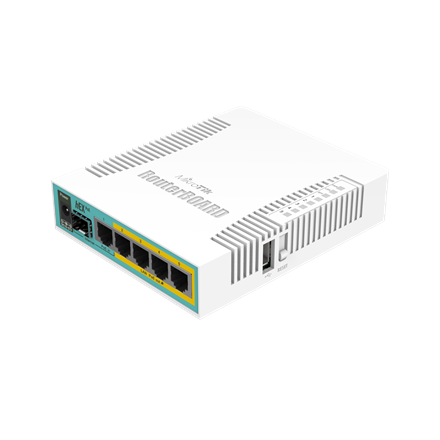 Pilt Mikrotik Wired Ethernet Router RB960PGS, hEX PoE, CPU 800MHz, 128MB RAM, 16MB, 1xSFP, 5xGigabit LAN, 1xUSB, Power Output On ports 2-5, Ourput: 1A max per port; 2A max total, RouterOS L4 | hEX PoE Router | RB960PGS | No Wi-Fi | 10/100/1000 Mbit/s | Ethernet LAN (RJ-45) ports 5 | Mesh Support No | MU-MiMO No | No mobile broadband | 1xUSB | 12 month(s)