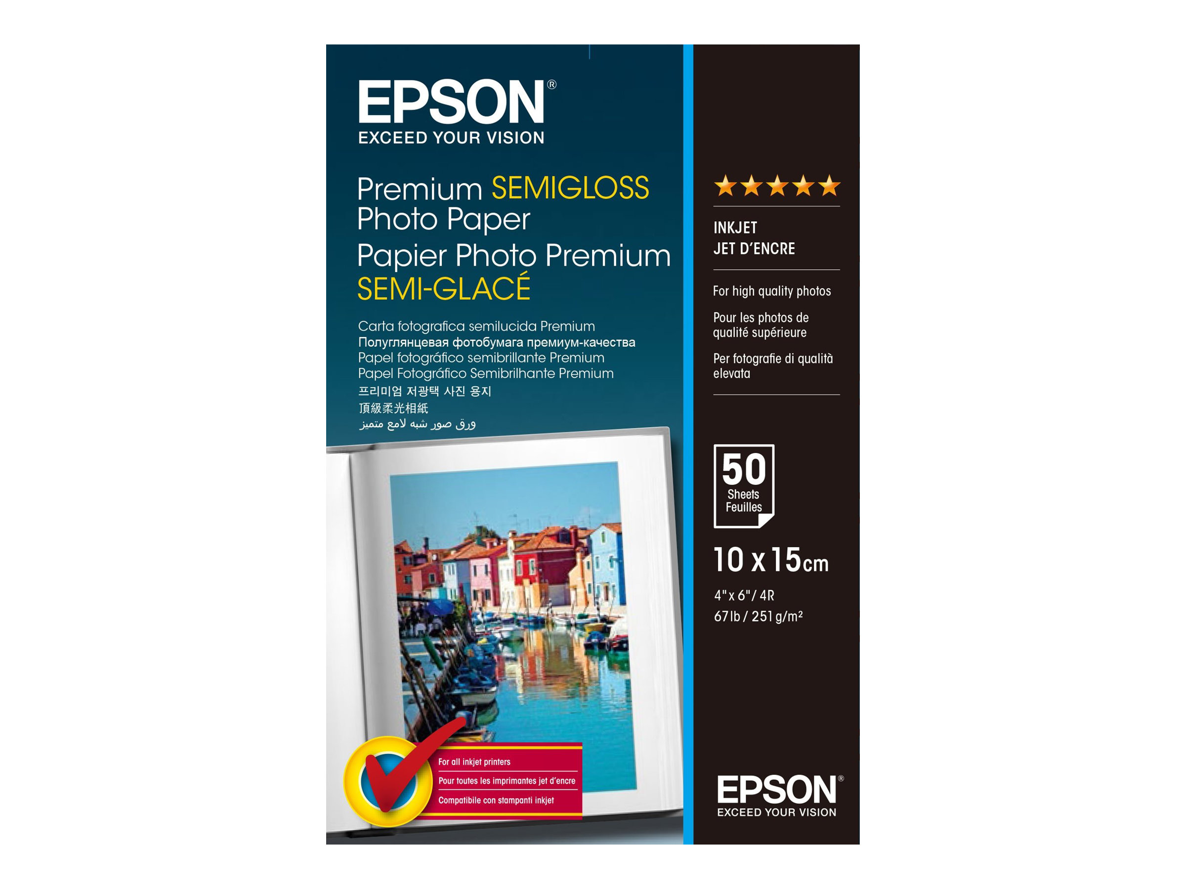 Pilt Epson Premium Semigloss Photo Paper 10x15cm, 251g/m2, 50 sheets