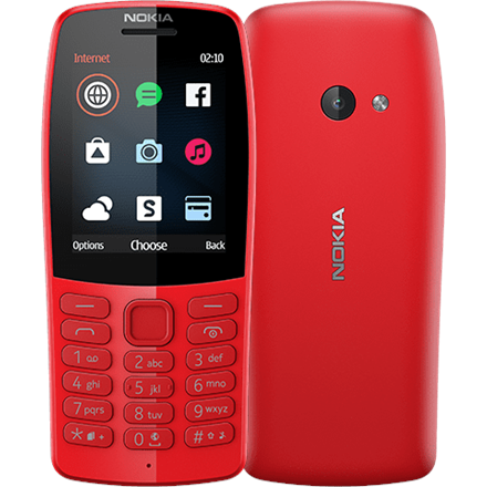 Pilt Nokia | 210 | Red | 2.4 " | TFT | 240 x 320 pixels | 16 MB | N/A MB | Dual SIM | Bluetooth | 3.0 | USB version microUSB | Main camera 0.3 MP | 1020 mAh