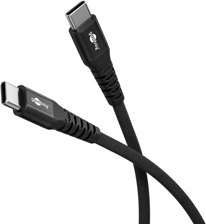 Pilt Goobay USB-C Supersoft Textile Cable with Metal Plugs, 1 m, black | Goobay