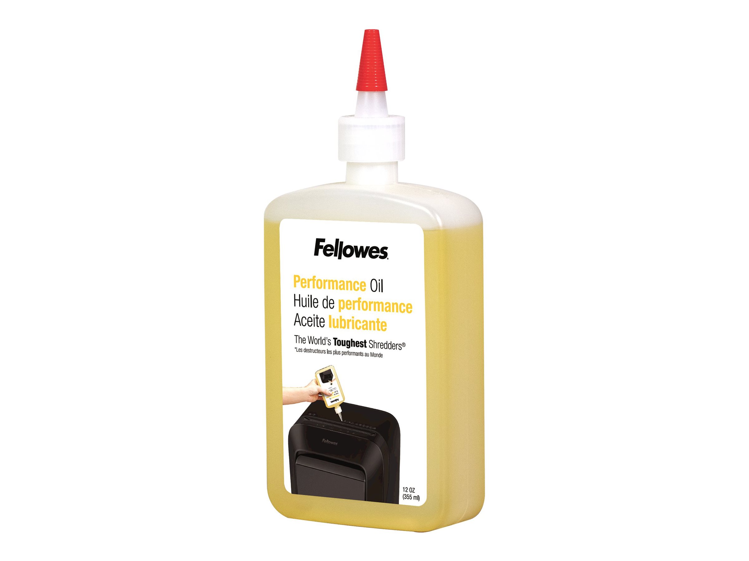 Pilt Fellowes | Shredder Oil 355 ml | For use with all Fellowes cross-cut and micro-cut shredders. Oil shredder each time wastebasket is emptied or a minimum of twice a month. Plastic squeeze bottle with extended nozzle ensures complete coverage