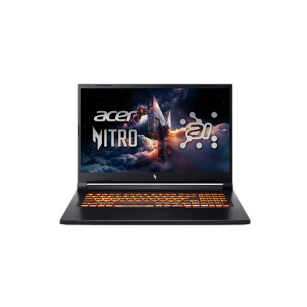 Pilt Acer | Nitro V 17 AI ANV17-41-R27Z | Obsidian Black | 17.3 " | IPS | QHD | 2560 x 1440 pixels | AMD Ryzen 7 | 260 | 32 GB | DDR5 | Solid-state drive capacity 1000 GB | NVIDIA GeForce RTX 5060 | GDDR7 | 8 GB | Windows 11 Home | 802.11ax | Bluetooth version 5.3 | Keyboard language US international | Keyboard backlit | Warranty 24 month(s)