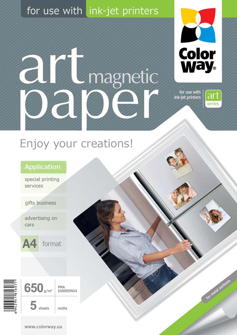 Pilt ColorWay ART Matte Magnetic Photo Paper White A4 A4 650 g/m²