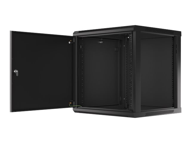 Pilt Lanberg | Rack cabinet 19" wall-mount 12U/600x600 for self-assembly with metal door (flat pack) | WF01-6612-00B | Black