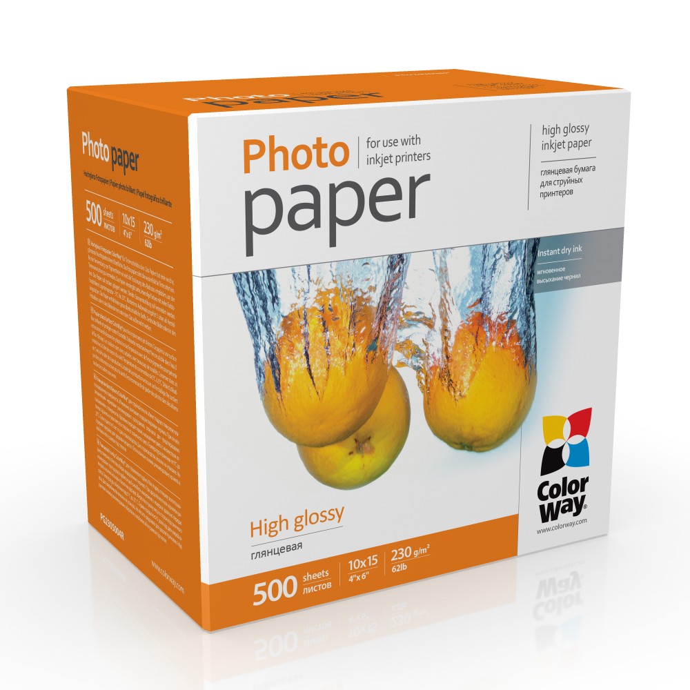 Pilt ColorWay Photo Paper, 500 sheets | 230 g/m² | 10x15 | High Glossy