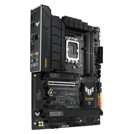 Pilt Asus TUF GAMING B760-PLUS WIFI | Processor family Intel | Processor socket LGA1700 | Supported hard disk drive interfaces SATA, M.2 | Number of SATA connectors 4