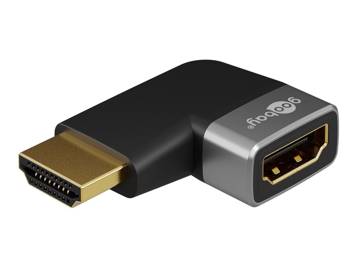 Pilt Goobay 72010 HDMI™ Angled Adapter 90° Horizontal, 8K @ 60 Hz, Gold-Plated, Black, Silver | Goobay