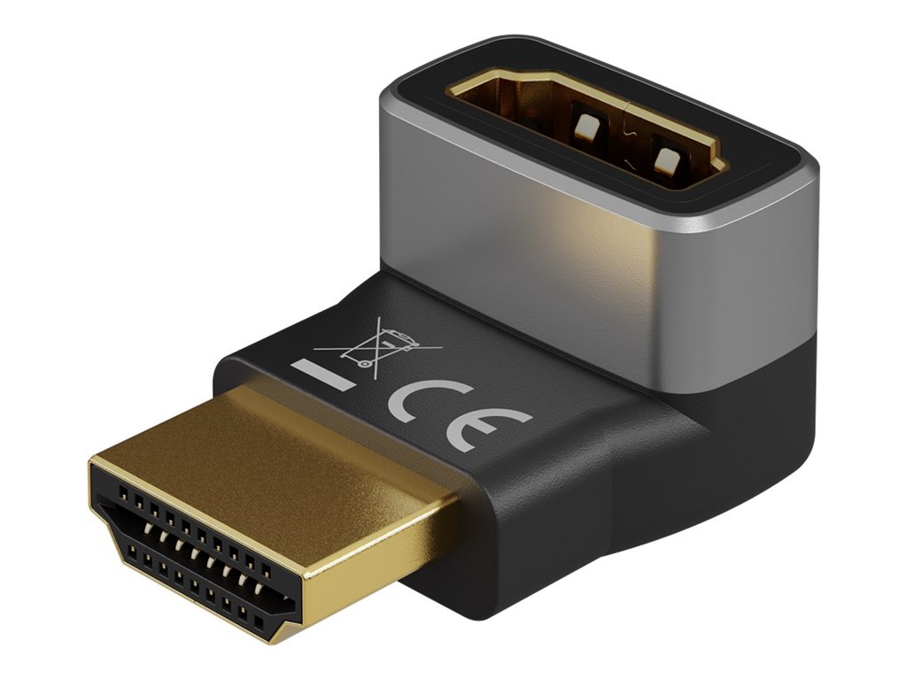 Pilt Goobay 72009 HDMI™ Angled Adapter 90° Horizontal, 8K @ 60 Hz, Gold-Plated, Black, Silver | Goobay