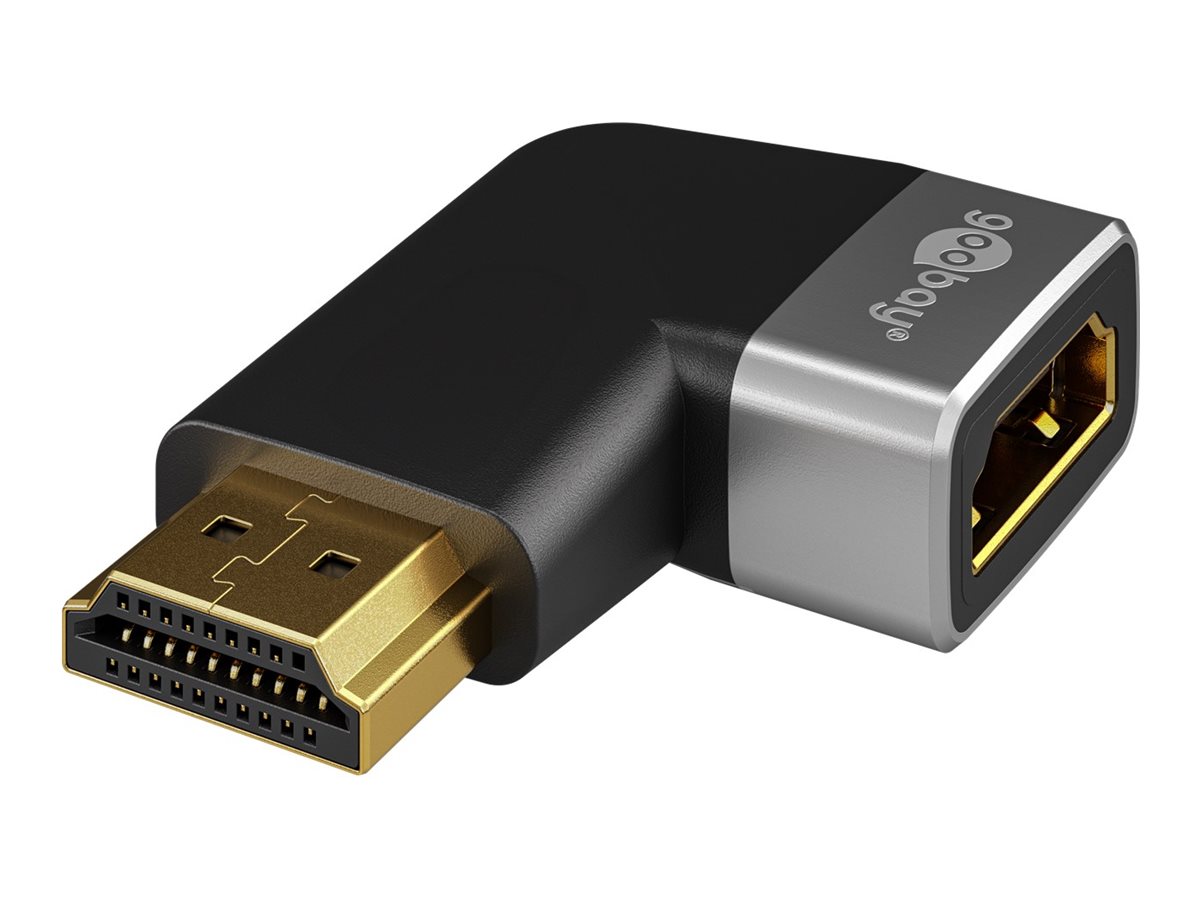 Pilt Goobay 72012 HDMI™ Angled Adapter 270° Horizontal, 8K @ 60 Hz, Gold-Plated, Black, Silver | Goobay