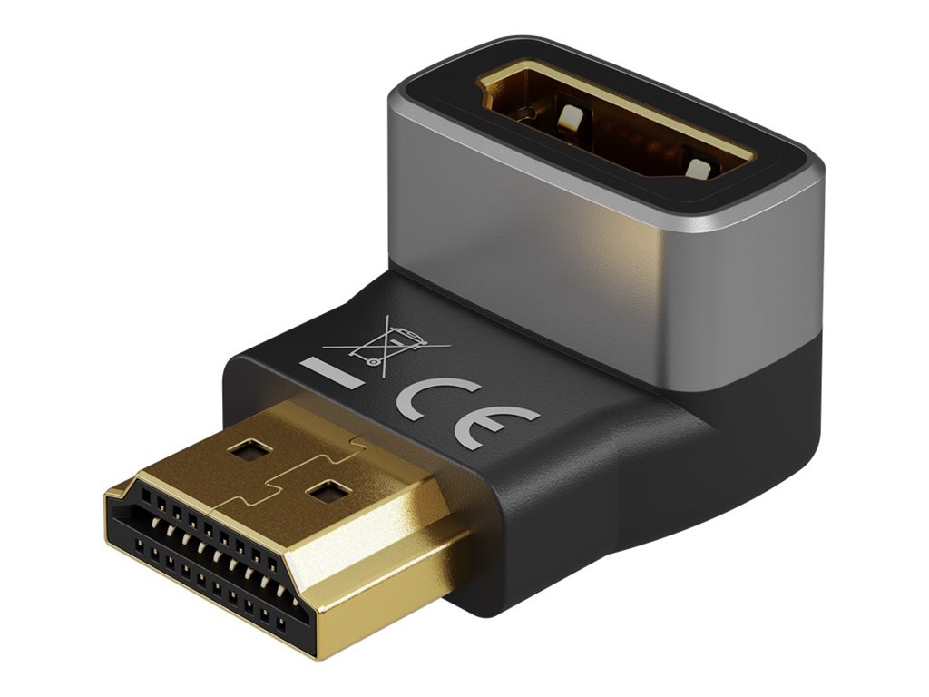 Pilt Goobay 72011 HDMI™ Angled Adapter 270° Vertical, 8K @ 60 Hz, Gold-Plated, Black, Silver | Goobay