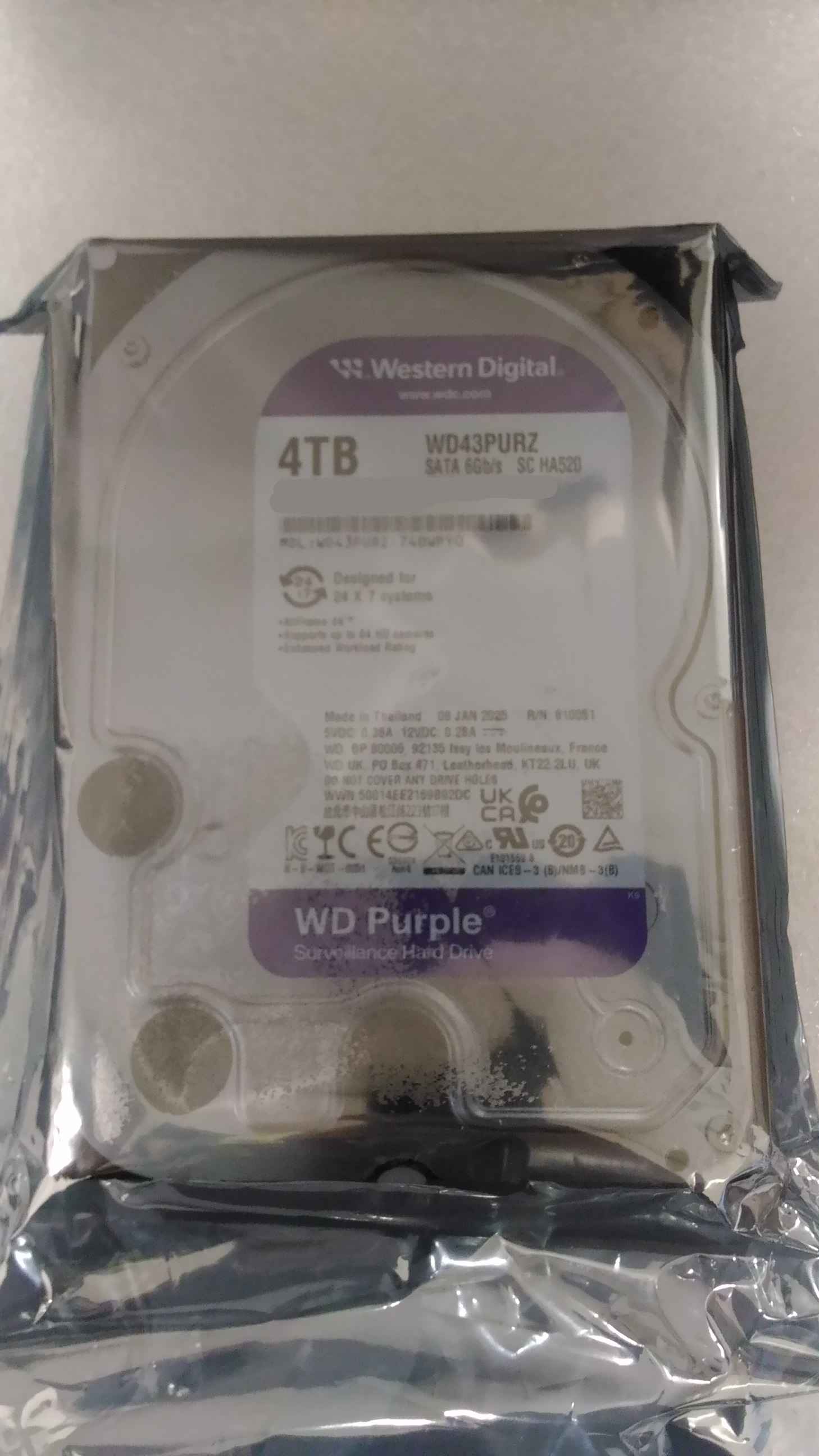 Pilt SALE OUT. Western Digital Purple Surveillance, 4 TB, 3.5", HDD | Western Digital Hard Drive | Digital Purple Surveillance | 4000 GB | REFURBISHED